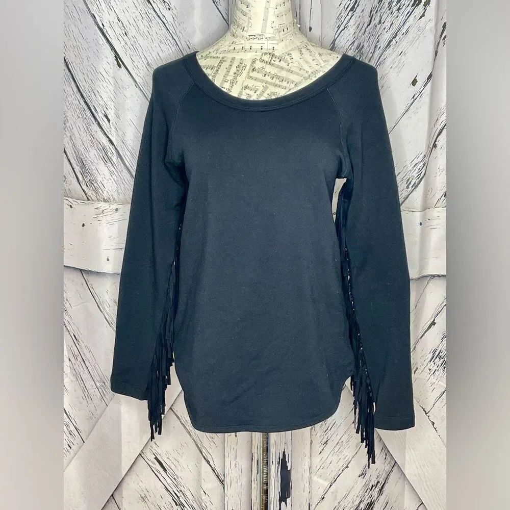 Red 23 Black Top Long Sleeves w/ Fringe S
